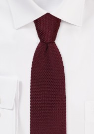 Burgundy Knit Tie with Pointed Tip