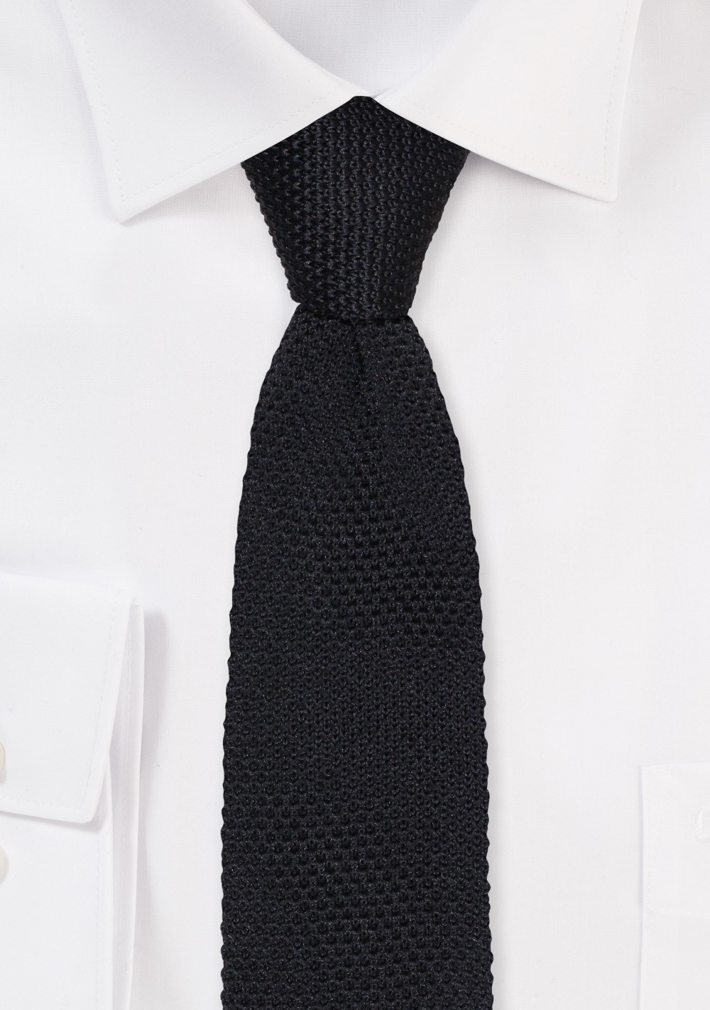 Black Knit Tie with Pointed Tip