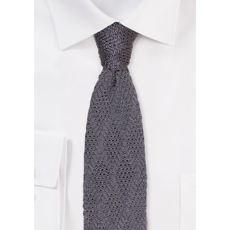 Silk Knit Silk Tie in Dress Gray