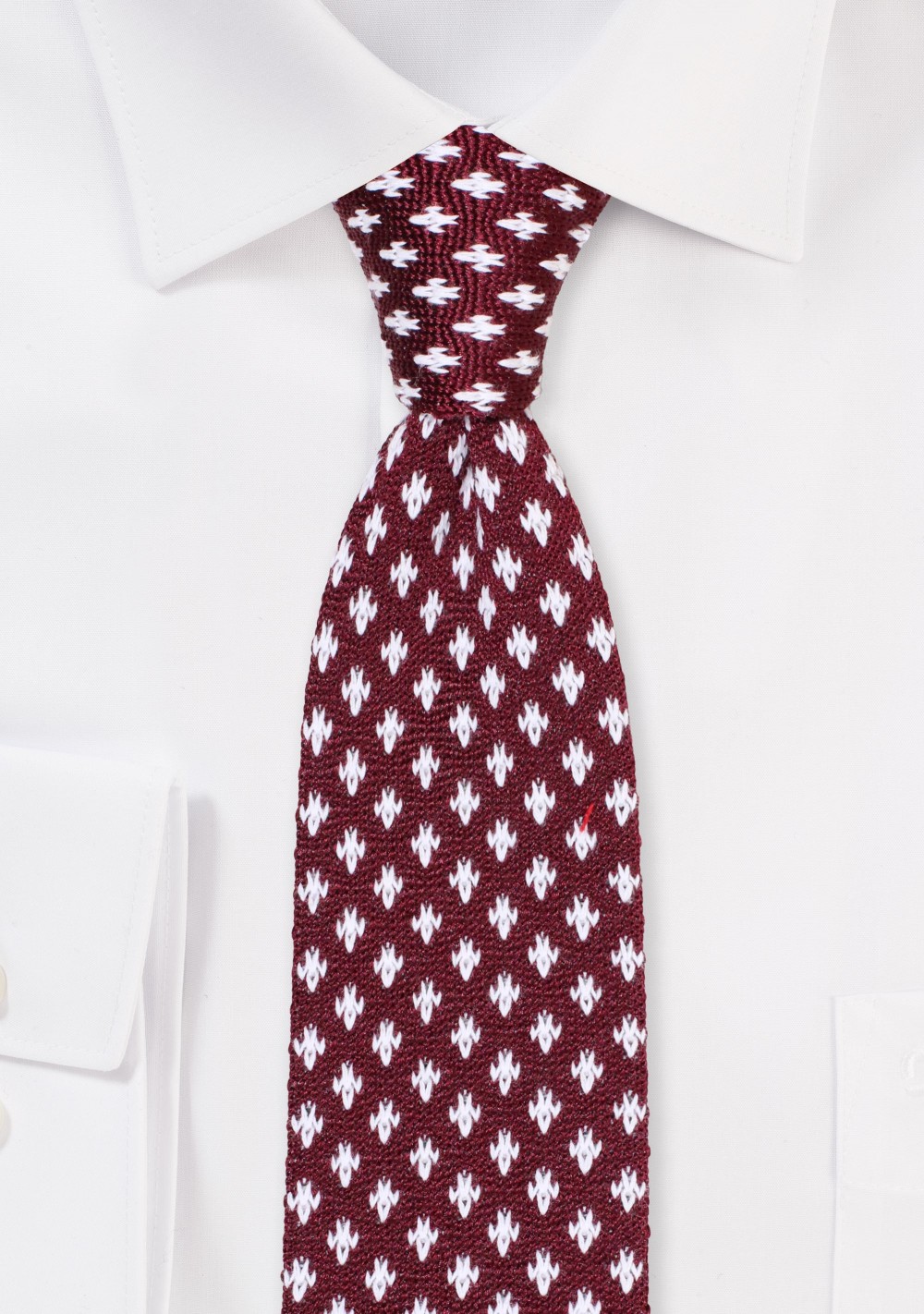 Fleur De Lis Silk Knit Tie in Burgundy