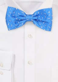 Seagull Print Bow Tie in Sky Blue