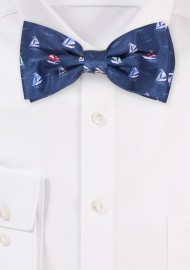 Navy Bow Tie with Sailing Yachts