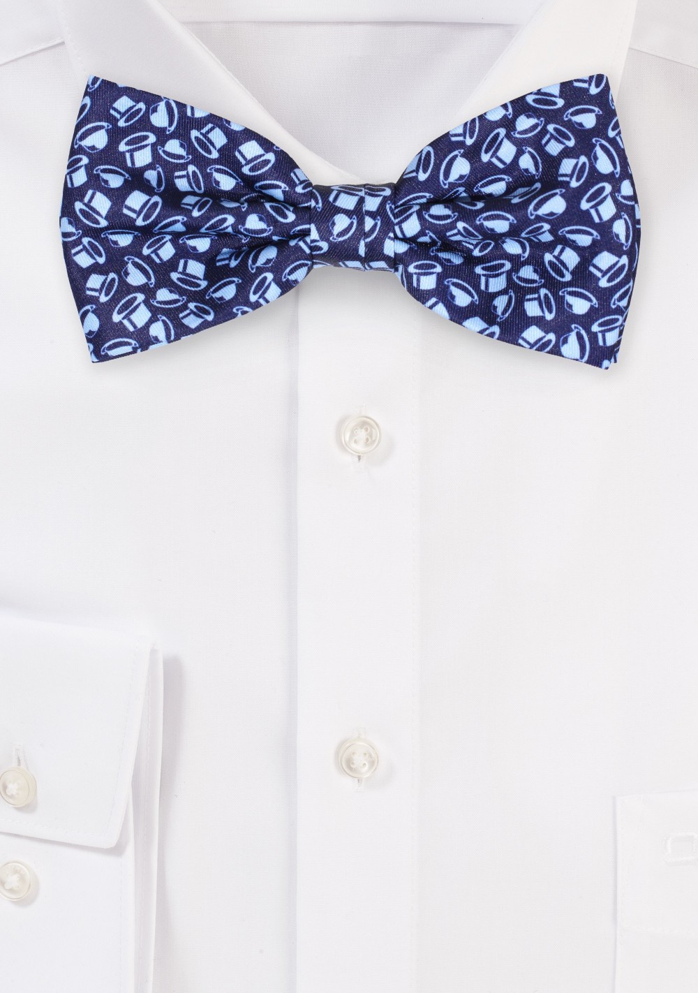 Hat Print Bow Tie in Blue