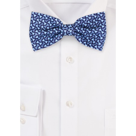 Blue Bowtie with Printed Bow Ties