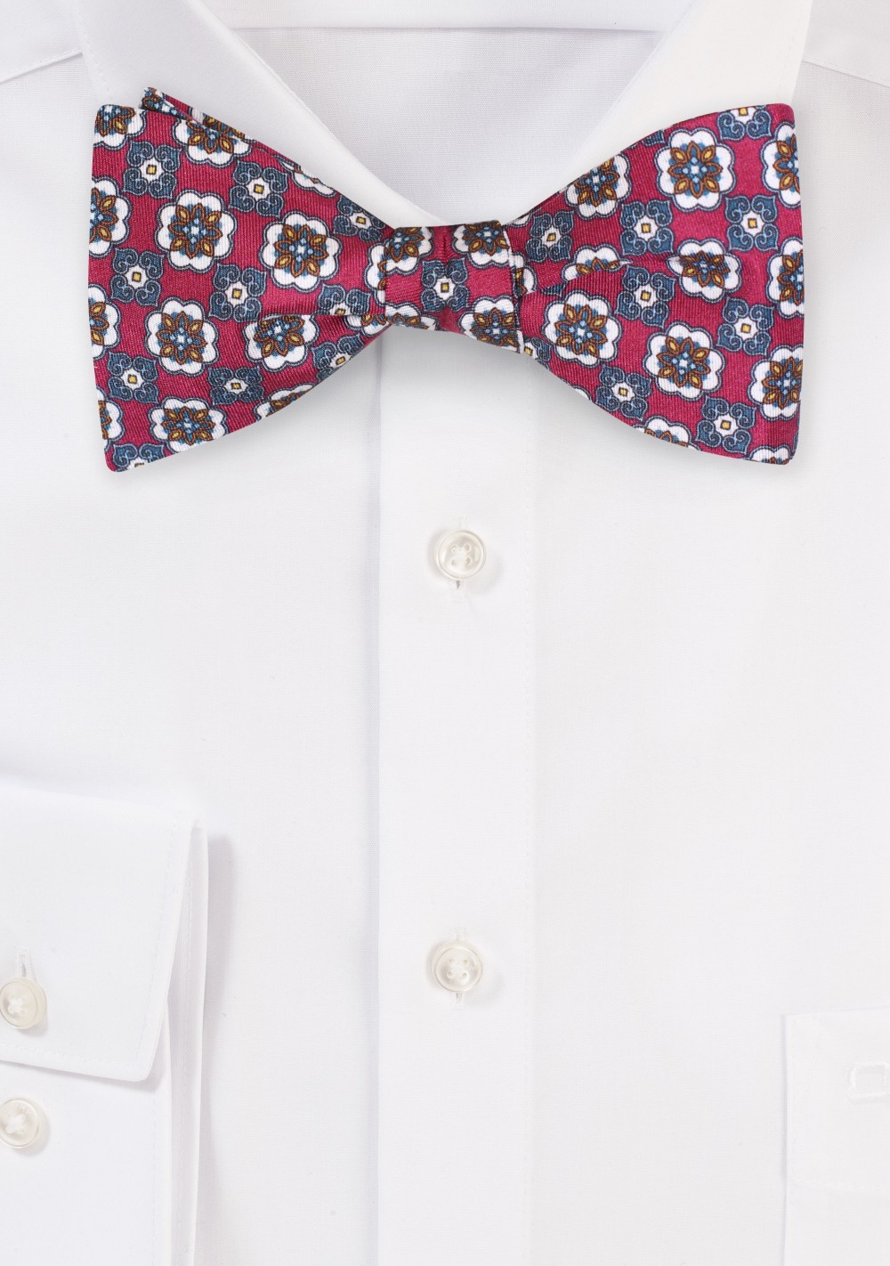 Foulard Print Silk Bow Tie in Self-Tie Style
