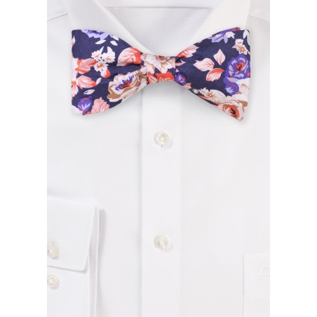 Floral Silk Bow Tie in Pinks and Purple
