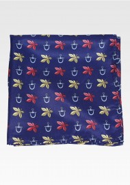 Leaf and Stirrup Print Hanky in Navy