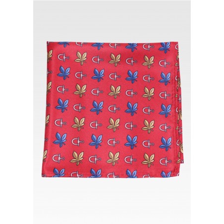 Leaf and Stirrup Print Hanky in Cherry