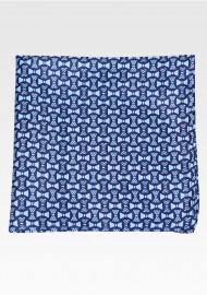 Bow Tie Print Pocket Square in Blue