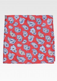 Paisley Print Hanky in Reds and Grey