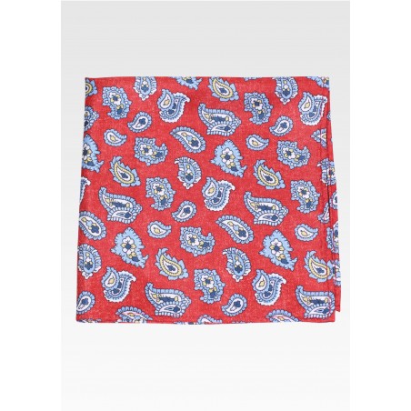 Paisley Print Hanky in Reds and Grey