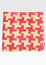 Bold Houndstooth Check Hanky in Red and Yellow