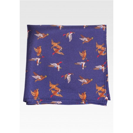 Flying Duck Pocket Square in Navy