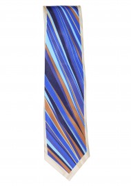 80s Retro Designer Tie in Blue Botton Tip Design