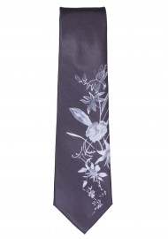 Wild Graphic Floral Tie in Black and Gray Bottom Design