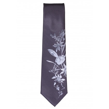 Wild Graphic Floral Tie in Black and Gray Bottom Design