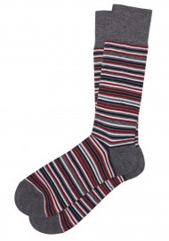 Micro Stripe Socks in Gray, Red, Navy and White