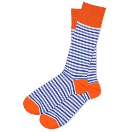 Summer Stripe Dress Socks in Blue, White, Orange
