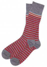 Gray Red Striped Dress Socks