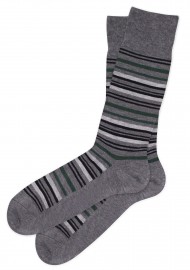 Gray and Dark Green Striped Dress Socks