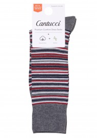 Micro Stripe Socks in Gray, Red, Navy and White Packaging