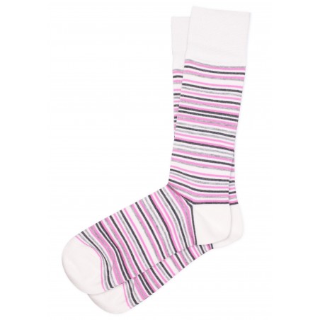 Micro Stripe Socks in White, pink and Beige