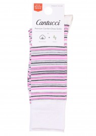 Micro Stripe Socks in White, pink and Beige Packaging