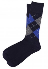Argyle Check Dress Socks in Blue and Gray