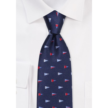 Navy Tie with Sailing Burgees