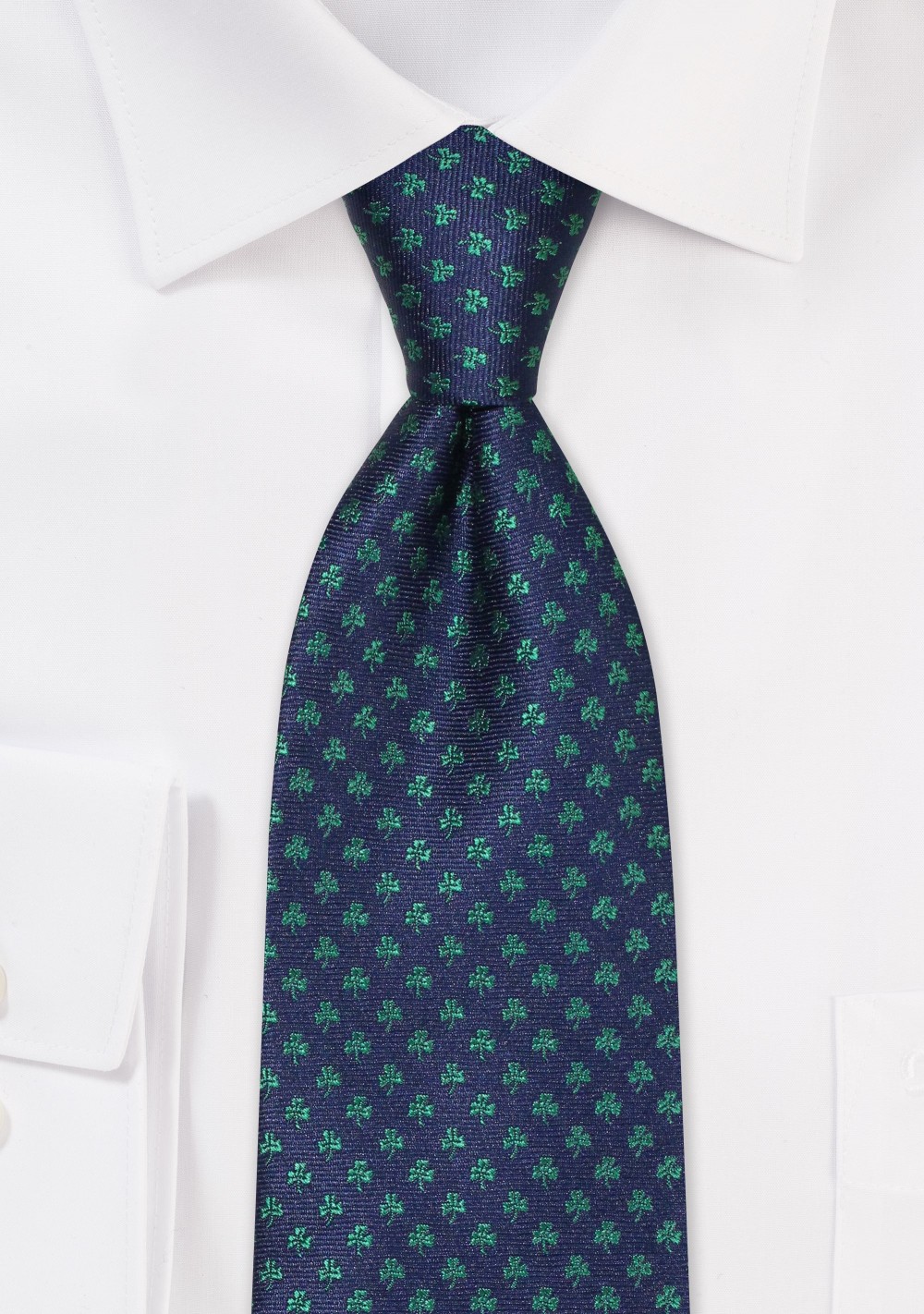 XL Tie in Blue with Tiny Shamrocks