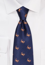 Extra Long Tie with Crabs