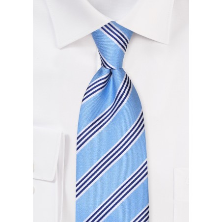 Light Blue and Golden Striped XL Tie
