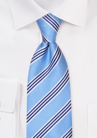 Light Blue Striped Kids Necktie