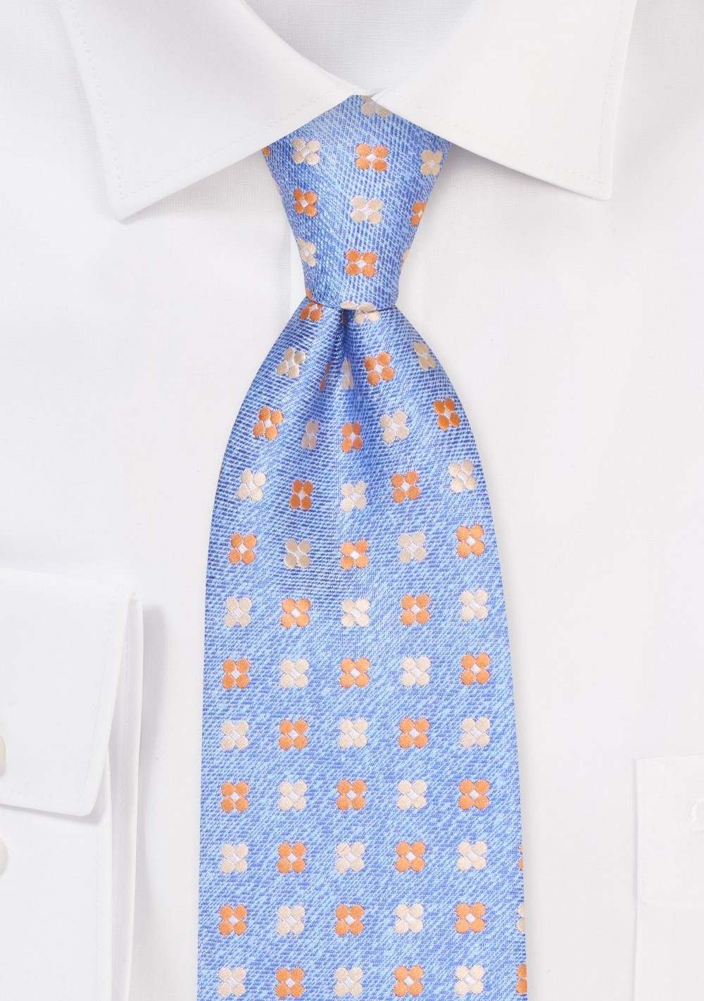 Light Blue Kids Tie with Orange and Yellow Florals