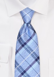 Blue Plaid Tie for Kids