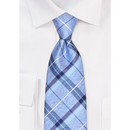 Blue Plaid Tie for Kids
