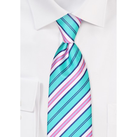 Emerald and Pink Stripe XL Tie