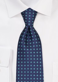 Blue Tie with Tiny Aqua Florals