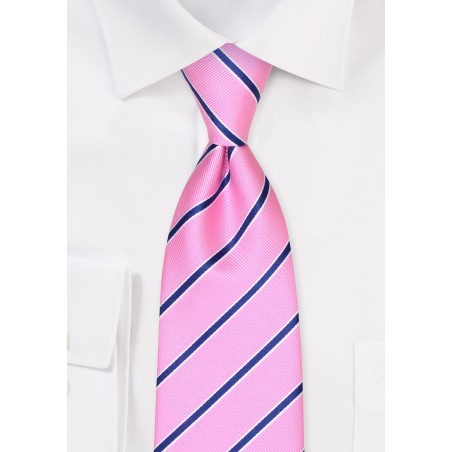 Pink Repp Striped Kids Tie