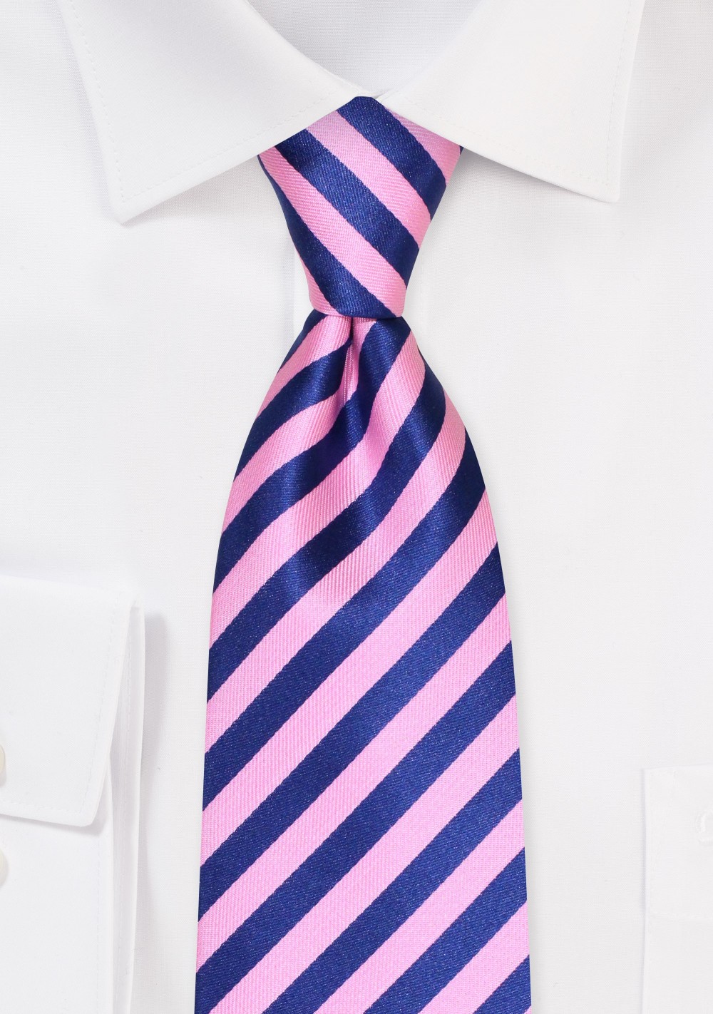 Preppy Stripe Tie in Flamingo Pink and Navy