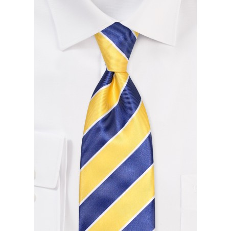 Navy and Yellow Gold Stripe XL Tie
