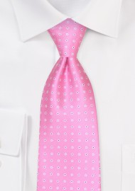 Pink Tie with Tiny Woven Flower Blossoms
