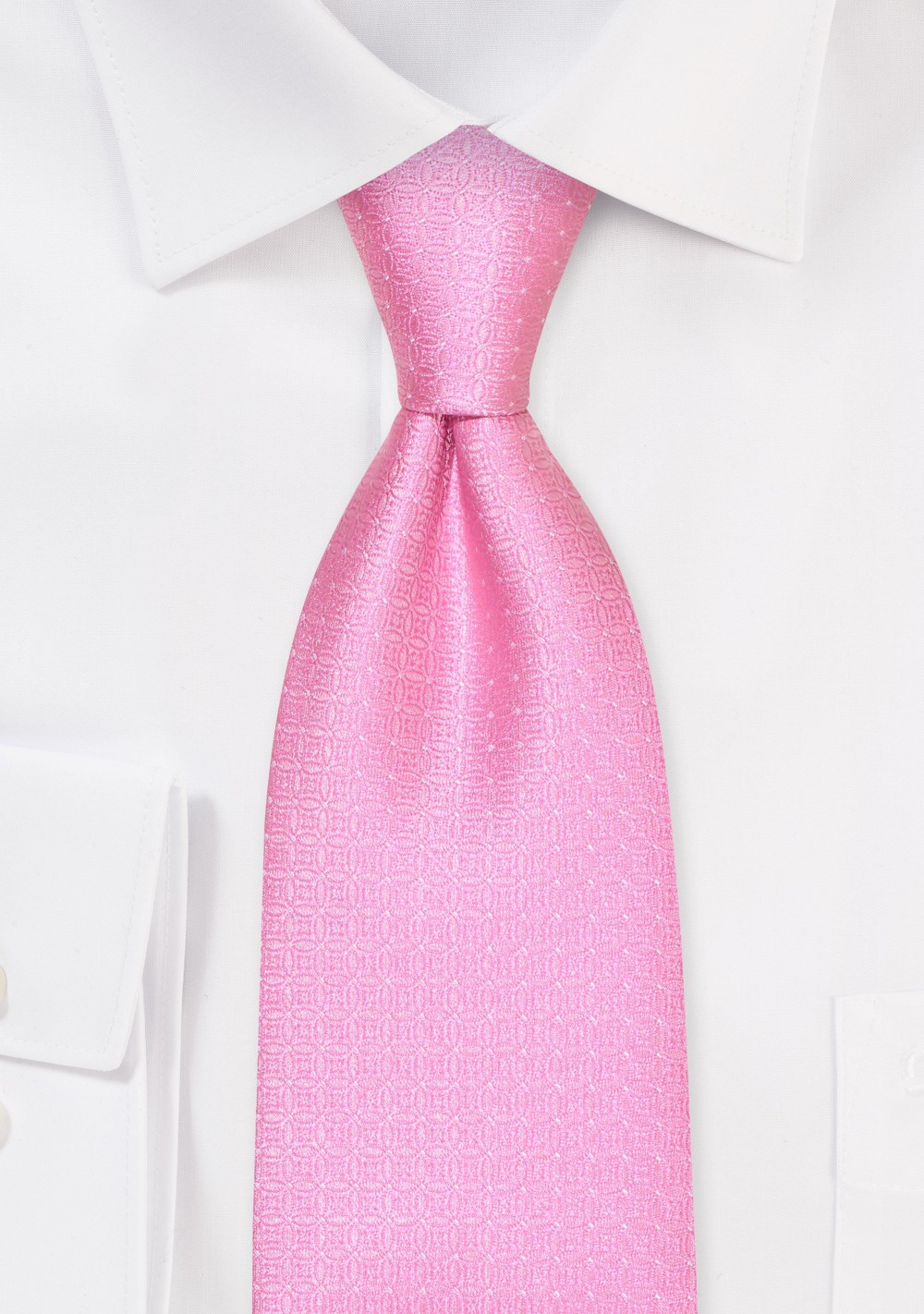 Pink Kids Tie with Monochromatic Woven Check Pattern