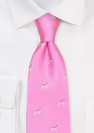 Pink Tie with Embroidered Beagles