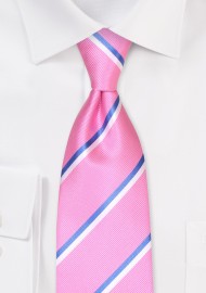 Pink Tie with Repp Stripes in Navy
