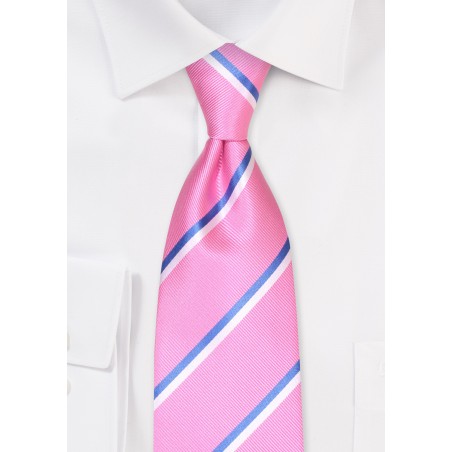 Pink Repp Stripe Tie for Kids