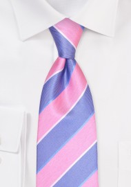 Pink and Royal Blue Striped Tie for Boys