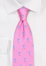 Pink Kids Tie with Blue Sailfish