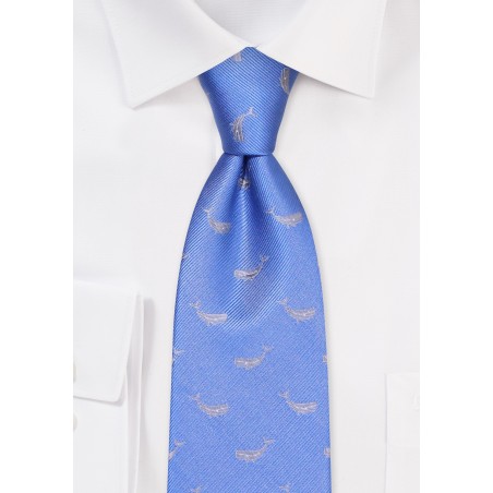 Light Blue Kids Tie with Whales