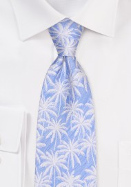 Sky Blue Tie with Palm Trees